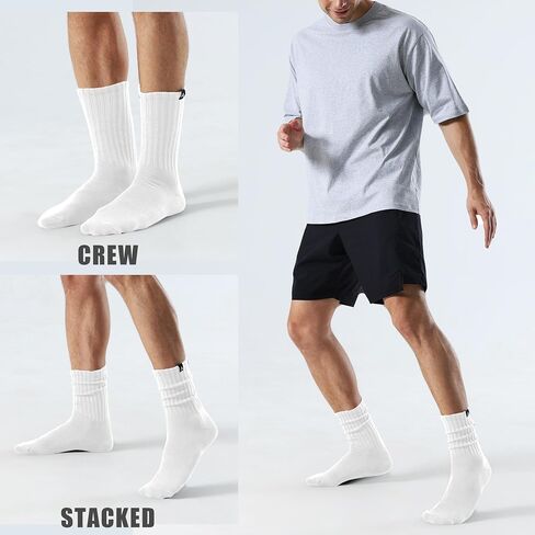 Scrunch Slouch Crew Socks ريترو مضلع القطن خففت 3 حزمة التمهيد رياضة رياضة الجوارب العجل مريحة للرجال والنساء in Kuwait