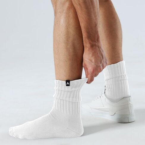 Scrunch Slouch Crew Socks ريترو مضلع القطن خففت 3 حزمة التمهيد رياضة رياضة الجوارب العجل مريحة للرجال والنساء in Kuwait