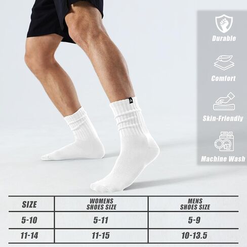 Scrunch Slouch Crew Socks ريترو مضلع القطن خففت 3 حزمة التمهيد رياضة رياضة الجوارب العجل مريحة للرجال والنساء in Kuwait