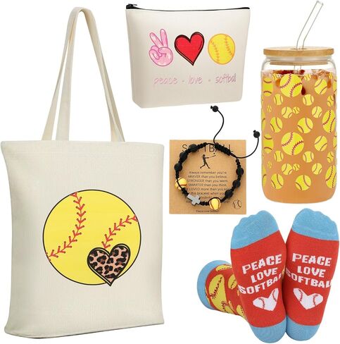 Chunful 6 Pcs Volleyball Gifts Set for Teen Girls & Women Team Essentials Accessories Include 16 oz Glass Jar Tumbler Canvas Tote Bag Makeup Bags Novelty Socks Bracelets for Volleyball Lover Coach in Saudi Arabia