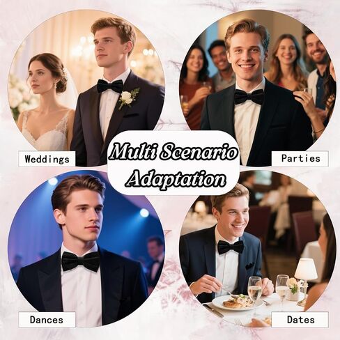 Velvet Bow Ties for Men Set, Pre-tied Mens Bow Tie and Solid Color Pocket Square for Banquet Wedding Party Concert in Saudi Arabia