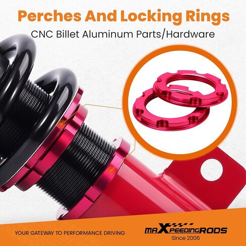 maXpeedingrods Coilovers for Chrysler 300 RWD 2011-2023, for Dodge Charger RWD 2011-2022, Height Adjustable Full Coilovers Suspension Kit, Preset Damping Shock Absorber Struts, Lowering Kit Red in Saudi Arabia