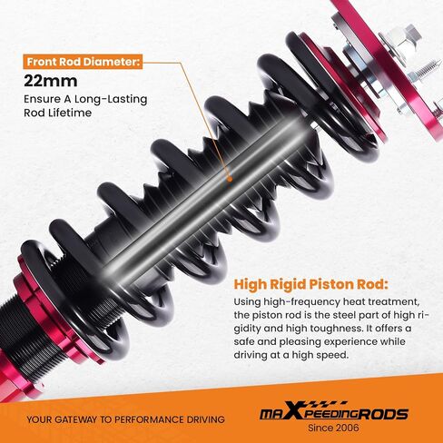 maXpeedingrods Coilovers for Chrysler 300 RWD 2011-2023, for Dodge Charger RWD 2011-2022, Height Adjustable Full Coilovers Suspension Kit, Preset Damping Shock Absorber Struts, Lowering Kit Red in Saudi Arabia
