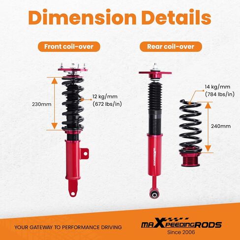 maXpeedingrods Coilovers for Chrysler 300 RWD 2011-2023, for Dodge Charger RWD 2011-2022, Height Adjustable Full Coilovers Suspension Kit, Preset Damping Shock Absorber Struts, Lowering Kit Red in Saudi Arabia
