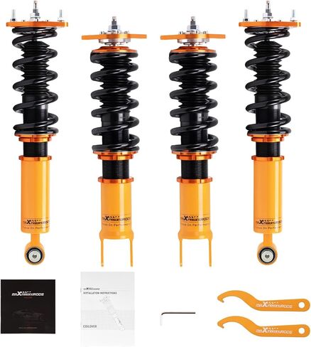 maXpeedingrods Coilovers for Infiniti G37 V36 Sedan RWD 2009-2015, G37 Coupe 2008-2013, for Nissan 370Z RWD 2009+, Height Adjustable Coilovers Suspension Kit Struts, Preset Damping Lowering Kit Gold in Saudi Arabia