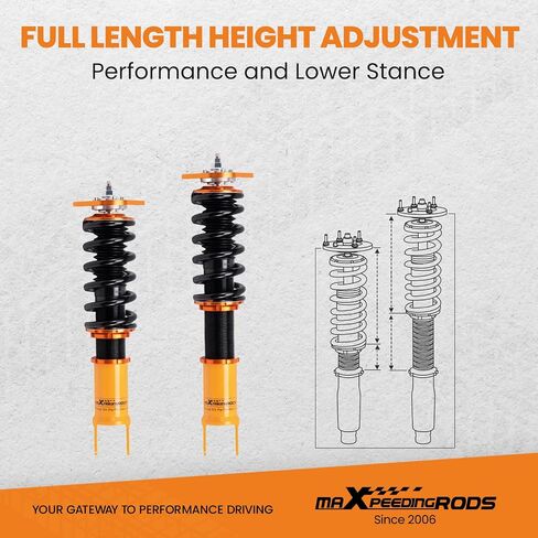 maXpeedingrods Coilovers for Infiniti G37 V36 Sedan RWD 2009-2015, G37 Coupe 2008-2013, for Nissan 370Z RWD 2009+, Height Adjustable Coilovers Suspension Kit Struts, Preset Damping Lowering Kit Gold in Saudi Arabia