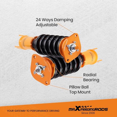 maXpeedingrods Coilovers for Infiniti G37 V36 Sedan RWD 2009-2015, G37 Coupe 2008-2013, for Nissan 370Z RWD 2009+, Height Adjustable Coilovers Suspension Kit Struts, Preset Damping Lowering Kit Gold in Saudi Arabia