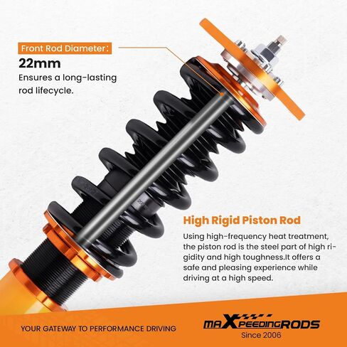 maXpeedingrods Coilovers for Infiniti G37 V36 Sedan RWD 2009-2015, G37 Coupe 2008-2013, for Nissan 370Z RWD 2009+, Height Adjustable Coilovers Suspension Kit Struts, Preset Damping Lowering Kit Gold in Saudi Arabia