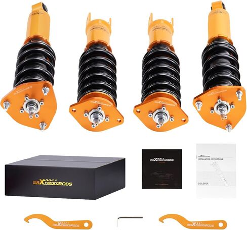 maXpeedingrods Coilovers for Infiniti G37 V36 Sedan RWD 2009-2015, G37 Coupe 2008-2013, for Nissan 370Z RWD 2009+, Height Adjustable Coilovers Suspension Kit Struts, Preset Damping Lowering Kit Gold in Saudi Arabia
