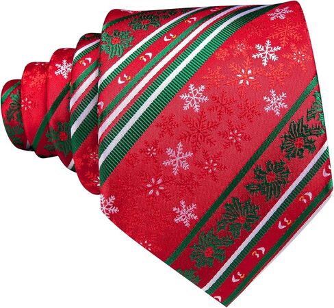 Barry.Wang Christmas Ties for Men Xmas Tie Sets Silk Holiday Necktie Snowflake Xmas Elk Pocket Square Cufflinks Holiday in Saudi Arabia