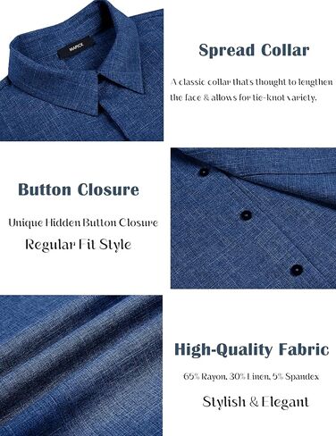 MAPICK Men's Linen Shirts Short Sleeve Button Down Casual Shirt Business Dress Clothing Beach Fashion Summer Tops in Kuwait