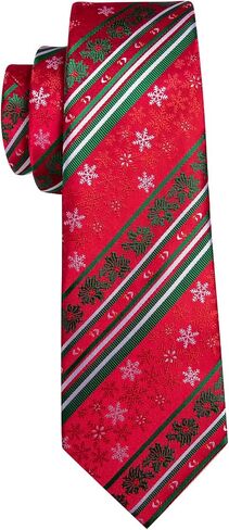 Barry.Wang Christmas Ties for Men Xmas Tie Sets Silk Holiday Necktie Snowflake Xmas Elk Pocket Square Cufflinks Holiday in Saudi Arabia