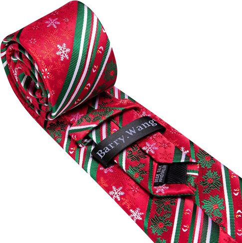 Barry.Wang Christmas Ties for Men Xmas Tie Sets Silk Holiday Necktie Snowflake Xmas Elk Pocket Square Cufflinks Holiday in Saudi Arabia
