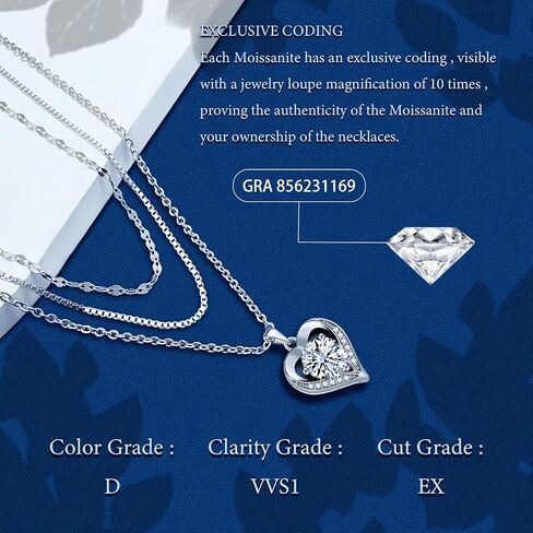 Moissanite Necklace, Women's Diamond Necklace, 'I LOVE YOU' Heart Pendant Necklace, 1-3 Carat Moissanite Pendant, 925 Sterling Silver Electroplated With 18k Gold Necklace, The Best Gift for Wife, Girlfriend, Mother and Daughter. in Kuwait