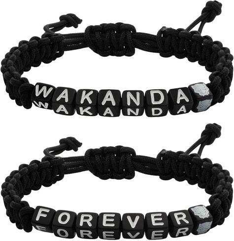 Marvel Black Panther: Wakanda Forever 2-Piece Cord Pull Bracelet Set in Saudi Arabia