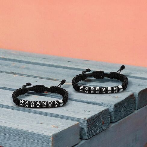Marvel Black Panther: Wakanda Forever 2-Piece Cord Pull Bracelet Set in Saudi Arabia