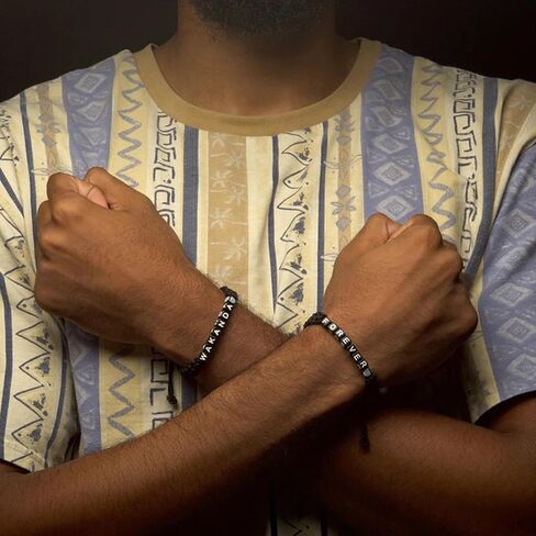 Marvel Black Panther: Wakanda Forever 2-Piece Cord Pull Bracelet Set in Saudi Arabia