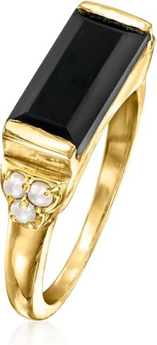 Ross-Simons Onyx and 2-2.5mm Cultured Pearl Ring in 18kt Gold Over Sterling in Saudi Arabia