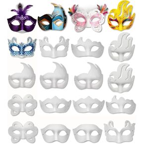 15 PCS DIY White Masquerade Masks DIY Paper Blank Half Face Mask Craft Art Plain Paintable Mardi Gras Masks Halloween Party Mask in Saudi Arabia