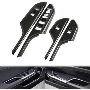 AJHLJ® 4pcs Carbon Fiber Car Door Window Switch Cover Black for Honda Civic 10th Gen 2016 2017 2018 2019 2020 2021 Door Armrest Window Lift Panel Cover in Kuwait