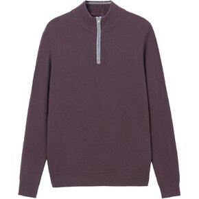 سترة صوف ميرينو 100% رقيقة بسحاب ربع للرجال بلوفر برقبة وهمية وأكمام طويلة كاجوال in Kuwait