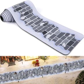 طريق قرية عيد الميلاد - بساط من الطوب الثلجي مقاس 4.7 × 47.2 بوصة للمناظر الطبيعية المصغرة DIY، وإكسسوارات قرية عيد الميلاد، وديكور الموقد in Kuwait