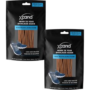 أربطة أحذية Xpand مستديرة بدون أربطة - نظام أربطة مرن - مقاس واحد يناسب جميع أحذية البالغين والأطفال (عبوة من قطعتين) in Kuwait