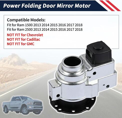 محرك مرآة باب قابل للطي كهربائيًا/جانب الركاب متوافق مع Ram 1500 2500 2013-2018 (غير مناسب لسيارة شيفروليه كاديلاك جي إم سي) in Kuwait