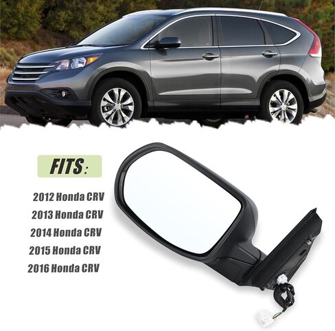 Left Driver Side Mirror Compatible With 2012 2013 2014 2015 2016 Honda CRV CR-V With Manual Folding Power Glass Black Replace#76258-T0A-A11(3Pins) in Saudi Arabia