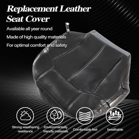 SecosAutoparts Passenger Side Bottom Leather Replacement Seat Cover Dark Gray Compatible with Chevy Silverado Tahoe Avalanche Suburban Compatible with GMC Sierra Yukon 1999 2000 2001 2002 in Saudi Arabia