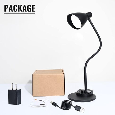 LED Desk Lamp, 3 Lighting Modes and 6 Brightness Levels, 10W Flexible Gooseneck Table Lamp for Living Room and Study, Remote Control with Timing Function, AC Adapter Included (Black) in Kuwait