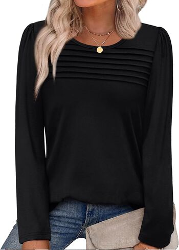 WIHOLL Long Sleeve Shirts for Women Crewneck Tops Tunic Fall Winter Sweatshirts 2025 Clothes in Saudi Arabia