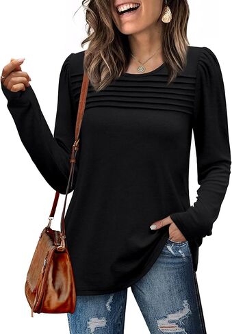 WIHOLL Long Sleeve Shirts for Women Crewneck Tops Tunic Fall Winter Sweatshirts 2025 Clothes in Saudi Arabia