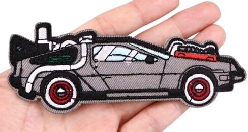 Delorean Back to The Future Marty McFly Doc Brown Classic Retro 80s Movie 4.75 بوصة حديد على رقعة لاصقة حرارية مطرزة للملابس in Saudi Arabia