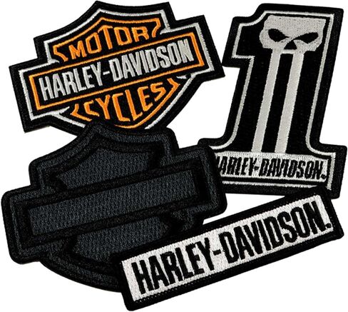Harley-Davidson Classic H-D Logos Emblem Sew-On Patch Pack - Black/Orange in Saudi Arabia