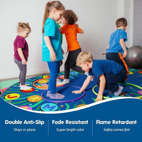 سجادة Booooom Jackson للفصل الدراسي، سجادة للفصول الدراسية للأطفال في الفصول الدراسية الابتدائية، منطقة التعلم المدرسية، سجاد ما قبل المدرسة للفصول الدراسية، سجادة منطقة مقعد القراءة (7.5 × 13 قدم بيضاوي، L053-SeabedABC-Lite) in Kuwait