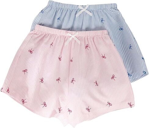 Milumia Women's 2 Pack Pajama Shorts Bow Striped Elastic Waisted Pj Shorts Bottoms Sleepwear in Saudi Arabia