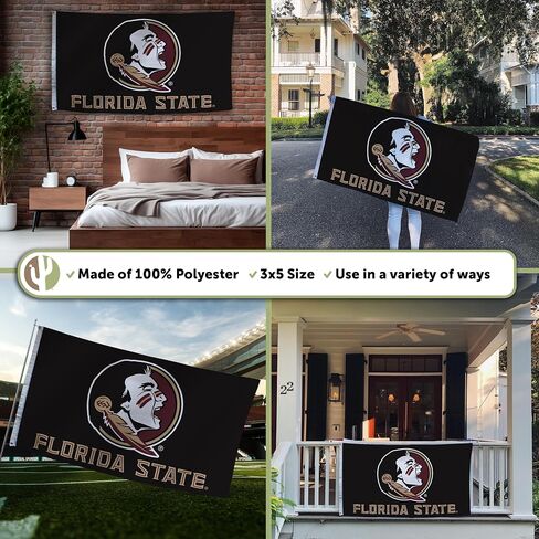 Desert Cactus Florida State University Flag Seminoles FSU Flags Banners 100% Polyester Indoor Outdoor 3x5 (Style B) in Kuwait
