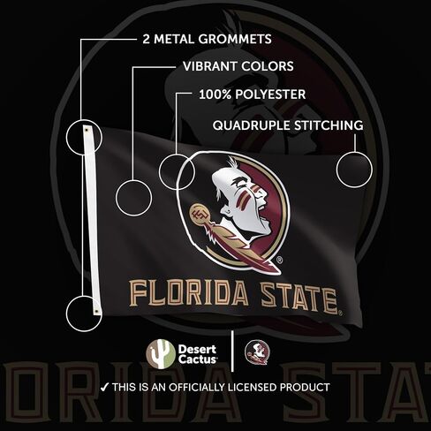 Desert Cactus Florida State University Flag Seminoles FSU Flags Banners 100% Polyester Indoor Outdoor 3x5 (Style B) in Kuwait