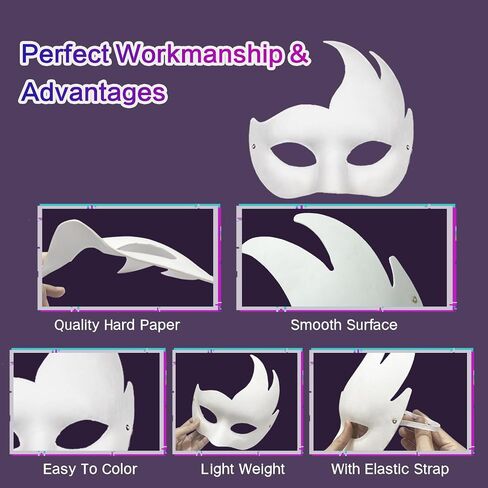 15 PCS DIY White Masquerade Masks DIY Paper Blank Half Face Mask Craft Art Plain Paintable Mardi Gras Masks Halloween Party Mask in Saudi Arabia