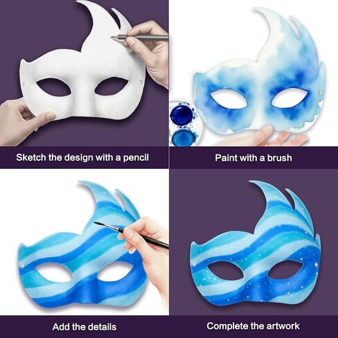 15 PCS DIY White Masquerade Masks DIY Paper Blank Half Face Mask Craft Art Plain Paintable Mardi Gras Masks Halloween Party Mask in Saudi Arabia