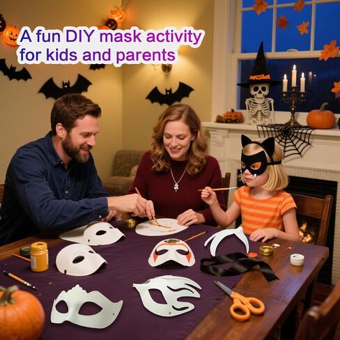 15 PCS DIY White Masquerade Masks DIY Paper Blank Half Face Mask Craft Art Plain Paintable Mardi Gras Masks Halloween Party Mask in Saudi Arabia