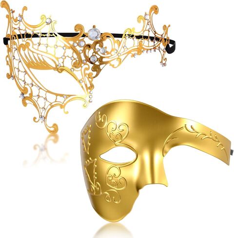 Couple Masquerade Masks Set Venetian Costume Prom Party Mask for Halloween One Eyed Half Face in Saudi Arabia