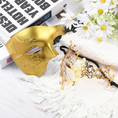 Couple Masquerade Masks Set Venetian Costume Prom Party Mask for Halloween One Eyed Half Face in Saudi Arabia