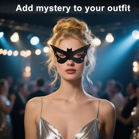 Bat Costume Mask, Half Face Black Bat Eye Mask Halloween Cosplay Party Masquerade Raves Dress Up Accessories for Women Men in Saudi Arabia