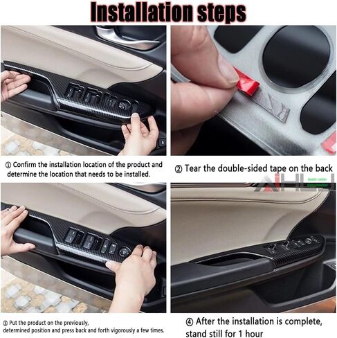 AJHLJ® 4pcs Carbon Fiber Car Door Window Switch Cover Black for Honda Civic 10th Gen 2016 2017 2018 2019 2020 2021 Door Armrest Window Lift Panel Cover in Kuwait