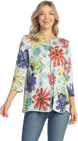 Jess & Jane Fine Knit Contrast Seam Step Hem Top - FQ2 in Saudi Arabia
