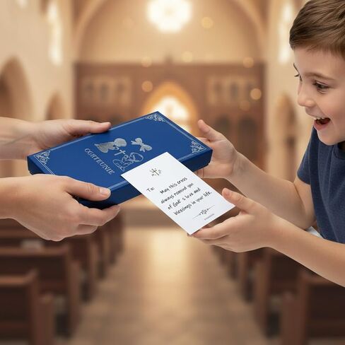 هدايا معمودية للفتيات مقاس 17.78 سم، مجموعة هدايا تعميد كاملة للابنة مع صليب حائط، وحامل خشبي، وبطاقة مباركة وتهنئة في صندوق تذكار أنيق (فتاة مقاس 7 بوصات) in Kuwait