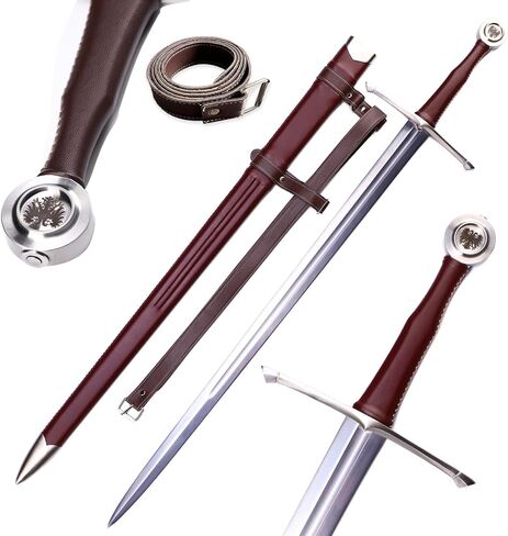 49"/41.5" Medieval Western King Arthur Sword with Leather Sheath Sharp Full Tang Real,High Carbon Steel Two-Handed Long Sword,Historical Collectible/Training/Medieval Decor in Saudi Arabia