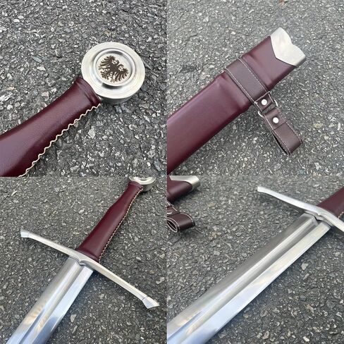 49"/41.5" Medieval Western King Arthur Sword with Leather Sheath Sharp Full Tang Real,High Carbon Steel Two-Handed Long Sword,Historical Collectible/Training/Medieval Decor in Saudi Arabia